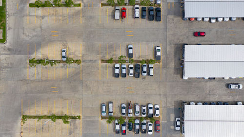 High angle view of cars in building