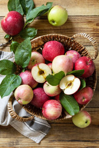 High angle view of fruits on table