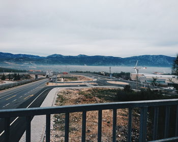 High angle view of road against sky