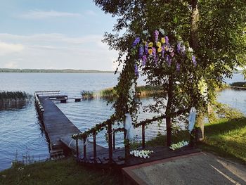 Scenic view of lake against sky