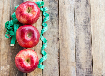 High angle view of apples on table