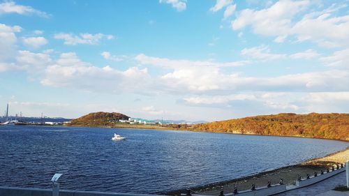 Scenic view of lake against sky