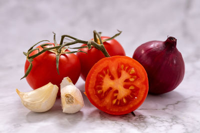 Close-up of tomatoes on table