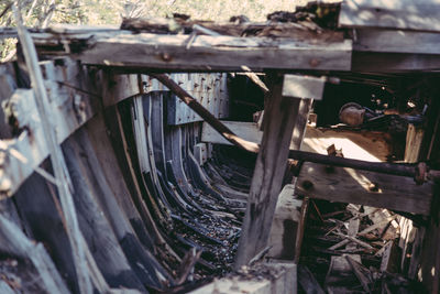 High angle view of rusty metal