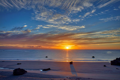 Scenic view of sea against sky during sunset