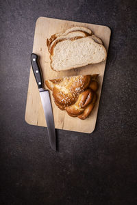 High angle view of breakfast on table