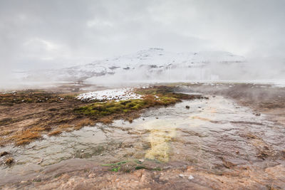 Scenic view of landscape against cloudy sky