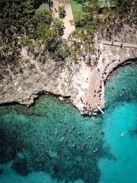 High angle view of sea and shore