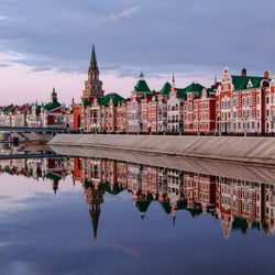 Reflection of buildings in water