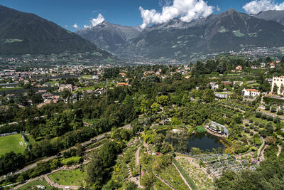 High angle view of townscape against sky