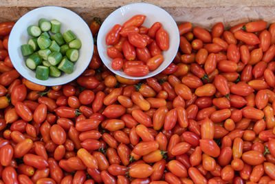 High angle view of vegetables for sale at market stall