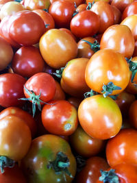 High angle view of tomatoes for sale at market