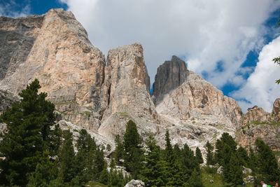 Low angle view of rocks against sky