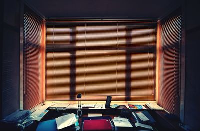 Books on desk in office