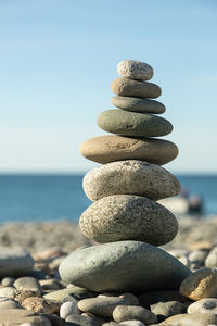 Close-up of pebbles on beach