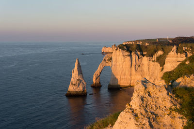 Panoramic view of sea against sky during sunset
