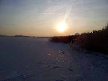 Scenic view of sunset over sea