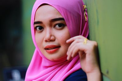 Close-up portrait of beautiful young woman