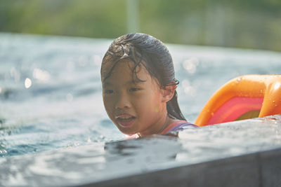 Close-up of girl in water