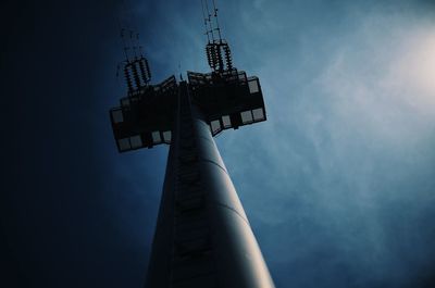 Low angle view of steel tower against sky