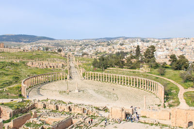 Old ruins and cityscape