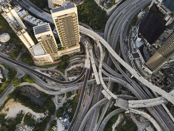Aerial view of a complex interchange roads with some still in construction. editorial