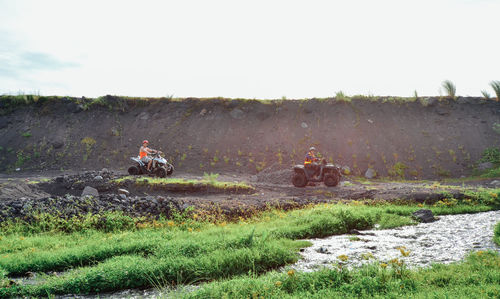 Scenic view of land against clear sky