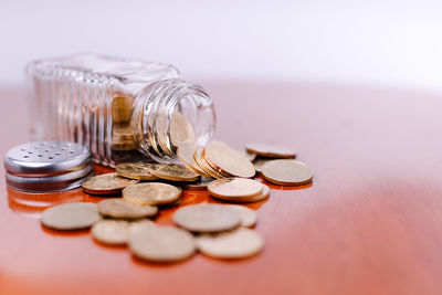 Close-up of clock on table tax concept