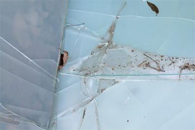 High angle view of broken glass