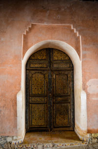 Closed door of old building