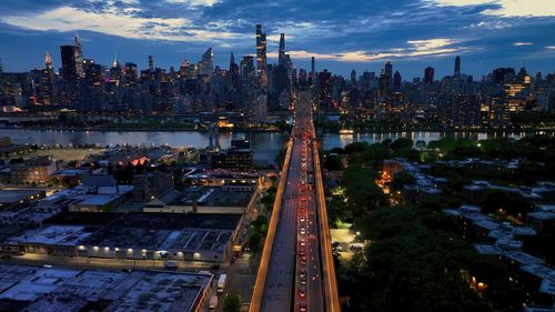 High angle view of brooklyn bridge new york