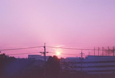 Electricity pylon at sunset