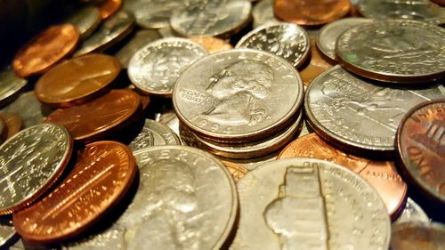 Full frame shot of coins