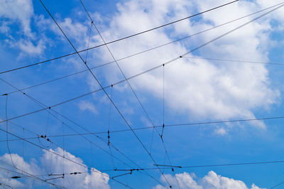 Low angle view of cables against sky