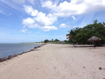 Scenic view of beach against sky