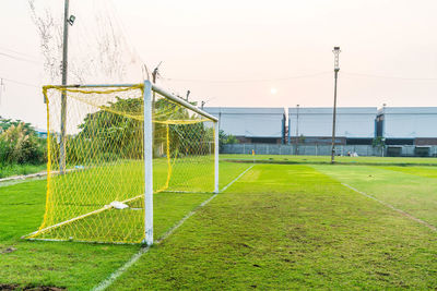 Scenic view of field against clear sky