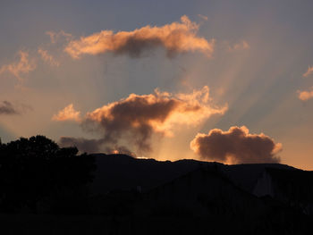 Scenic view of silhouette mountains against sky during sunset