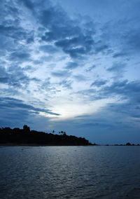 Scenic view of sea against cloudy sky