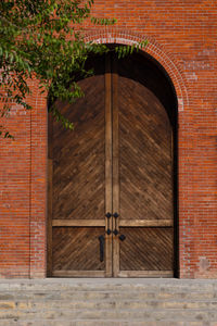 Closed door of building