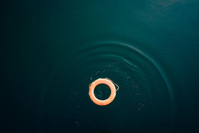 High angle view of a floating in the sea