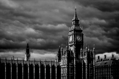 Clock tower against cloudy sky