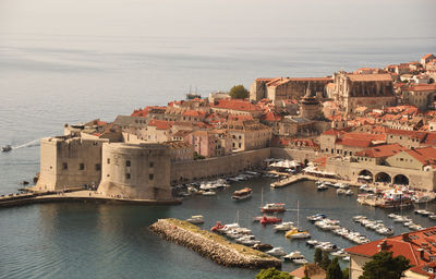 High angle view of buildings in city