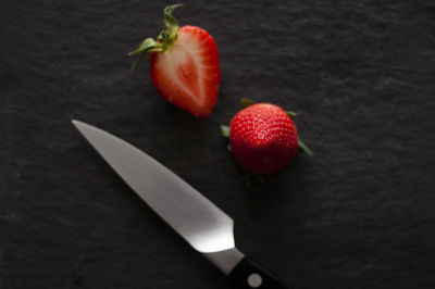 High angle view of fruits on table