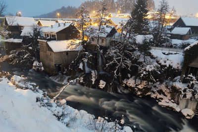 Waterfalls and watermills in rastoke in winter, croatia