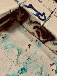 High angle view of graffiti on wall