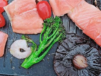 High angle view of food on table