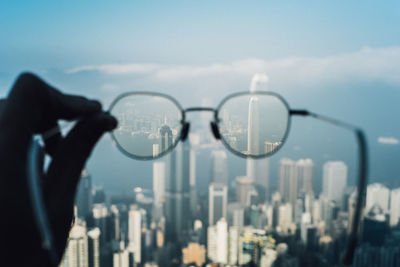 Close-up of cityscape against sky