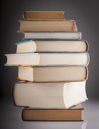 Stack of books on table