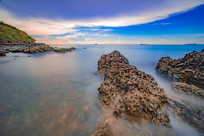 Panoramic view of sea against sky during sunset