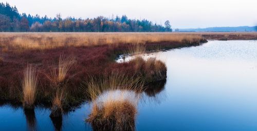 Scenic view of lake against sky